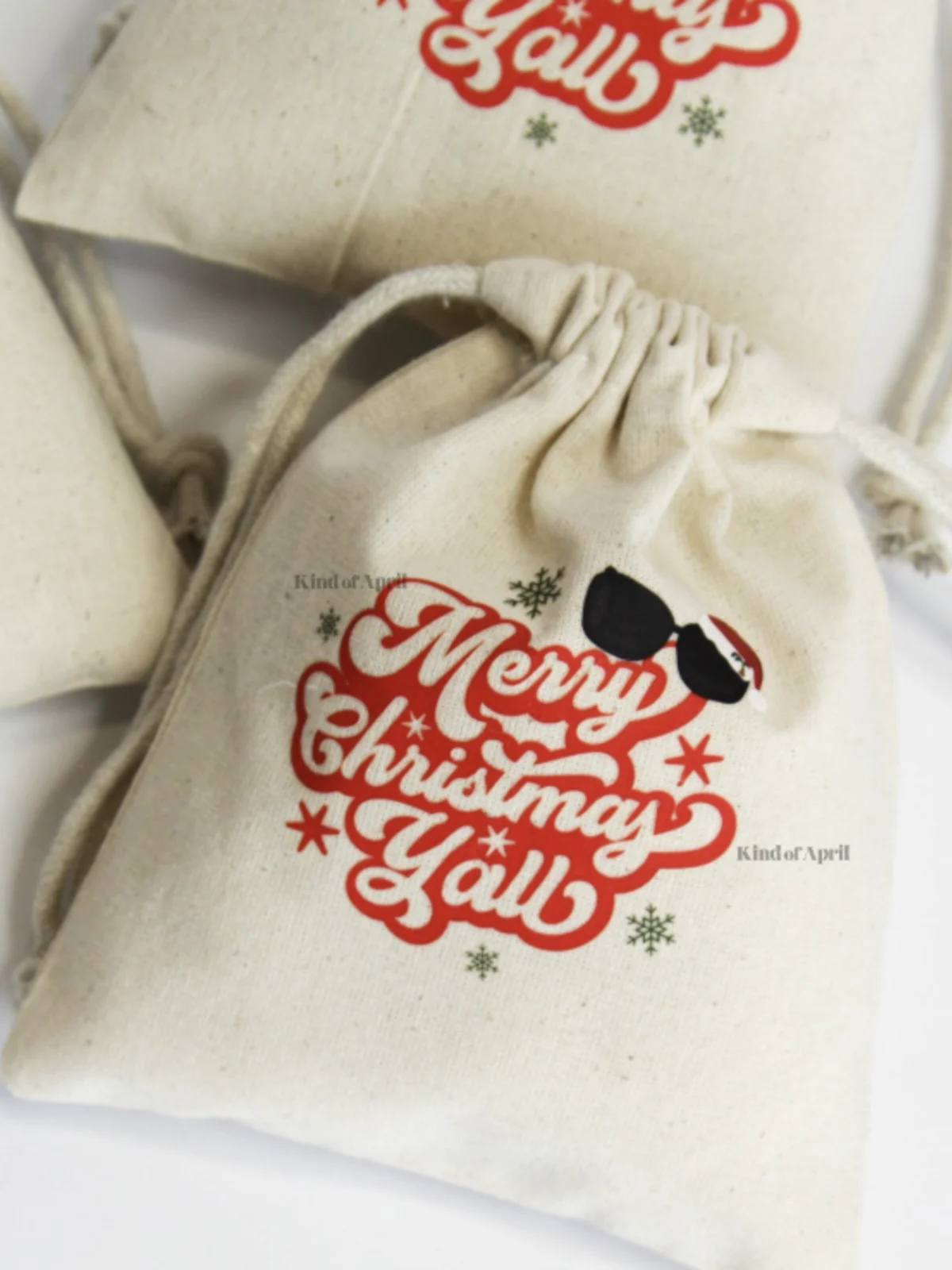 Christmas Drawstring Bottle Bag